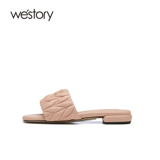 westory2023年夏季新款羊皮平底休闲百搭一脚蹬舒适外穿凉拖61751 商品图2