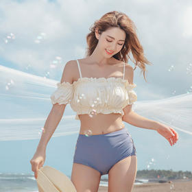 【运动户外】新款韩版分体三件套显瘦温泉度假性感露肩泳衣