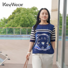 奇威【铜氨纤维 55%】撞色拼接T恤 0DB00143