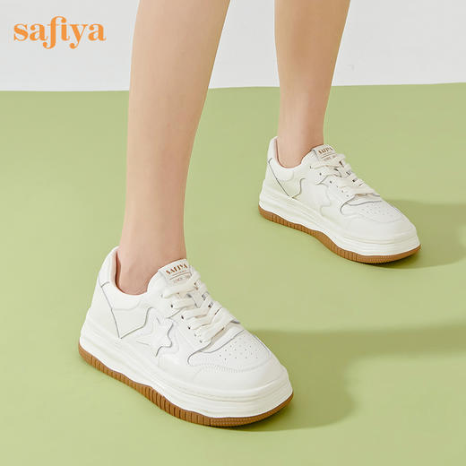 Safiya/索菲娅2023春夏新品潮流撞色休闲百搭松糕厚底星星小白板鞋SF31112437 商品图13