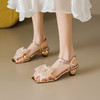 时尚公主风，水晶跟花朵凉鞋一字带蝴蝶结凉鞋MLD-AD755 商品缩略图1