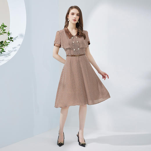 NF8L1斯尔丽瑟俪2023夏新款装饰拼接领子斗篷设计OL气质连衣裙 商品图3