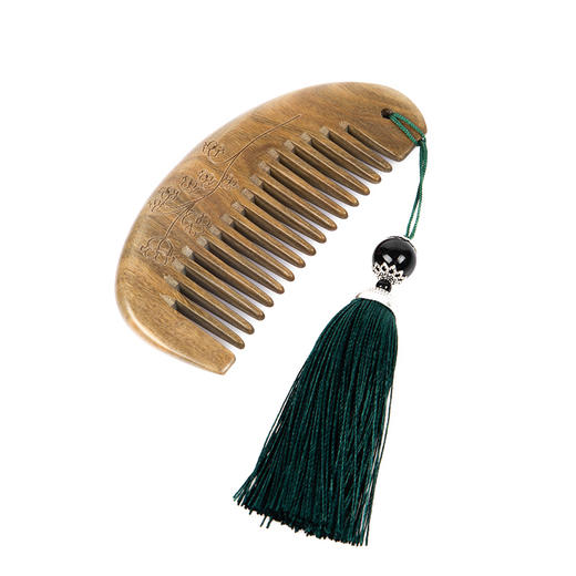 正安 雕花密齿檀木梳 绿檀雕刻拒绝静电呵护秀发丝滑柔顺 商品图4