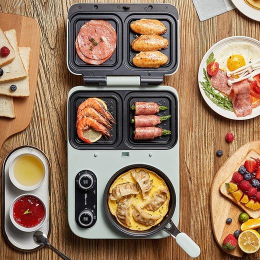 小熊（Bear） 早餐机电饼铛多士炉多功能料理锅多用途锅烤面包三明治机电热锅电火锅 双烤盘+煮锅+煎锅+蒸架，DSL-A13F1 商品图5