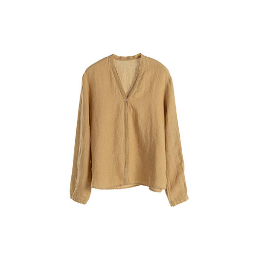 绽放409朵【甜茶系列·黄茶】薄款舒适防晒亚麻衬衫 商品图3