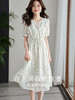 【专属特价】熙世界碎花连衣裙2025新款女夏季短袖气质优雅收腰中长款雪纺裙子 商品缩略图3