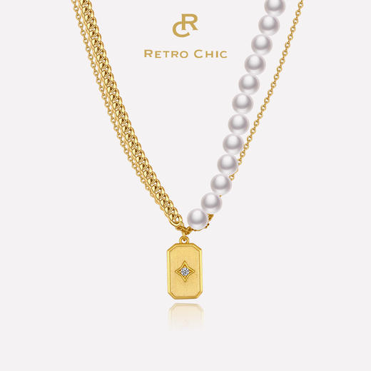 【歌手-刘忻同款】Shadow影系列 ｜几何珍珠双链项链 商品图0