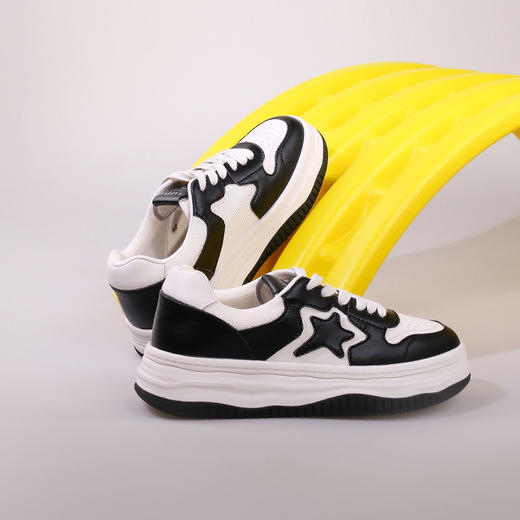 Safiya/索菲娅2023春夏新品潮流撞色休闲百搭松糕厚底星星小白板鞋SF31112437 商品图8