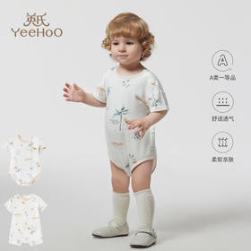 英氏婴儿三角蛤衣连体衣23夏季新款爬服裆哈衣包屁衣YLDBJ2P004A