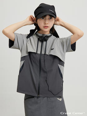 CryingCenter利落分割结构短款轻机能拼接外套上衣短袖哭喊中心