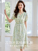 【专属特价】熙世界小清新绿色碎花连衣裙女夏温柔法式雪纺A字裙子 商品缩略图2