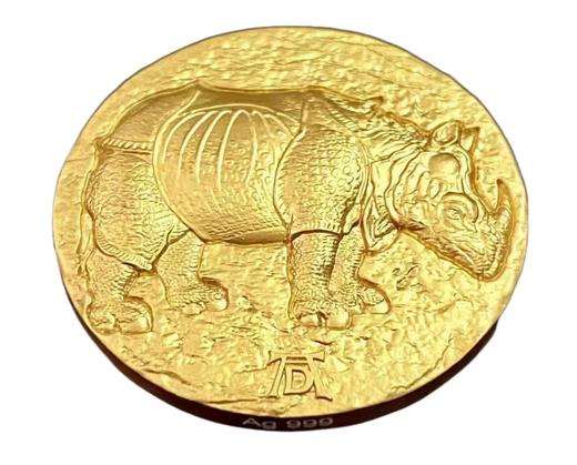【预定】素描之神丢勒代表作《犀牛》镀金银币 商品图1