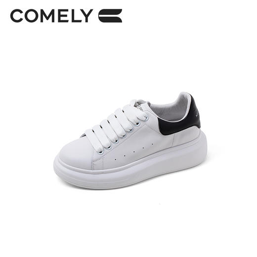 康莉KKF3A528板鞋女厚底新款拼接小白鞋舒适百搭运动休闲鞋 商品图3