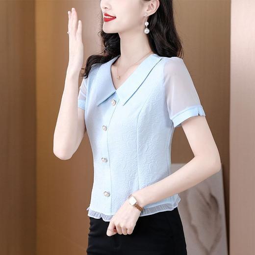 DD-新款短袖雪纺衫女韩版娃娃领薄款小衫漂亮洋气质衬衫上衣 商品图6