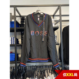 HUGO BOSS/胡戈波士 男士V领套头LOGO印花运动休闲长袖卫衣外套