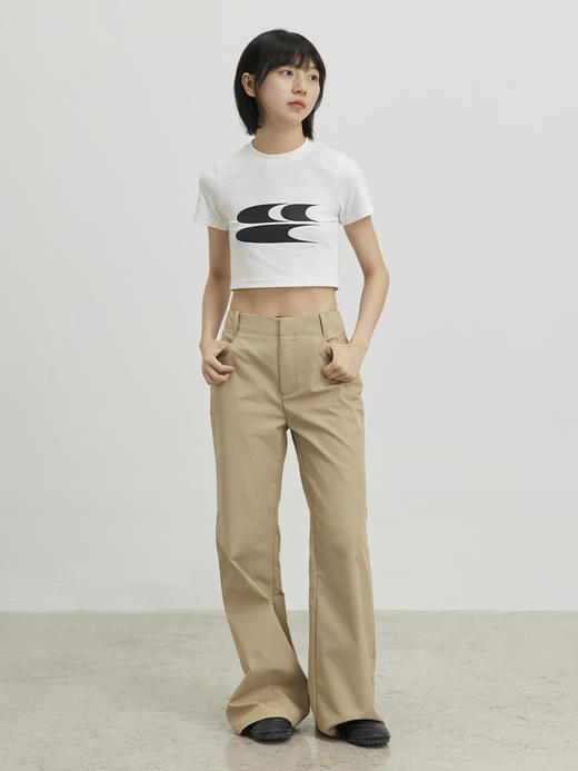 CryingCenter卡其脆面料显瘦喇叭裤复古宇宙腿长百搭裤 商品图2