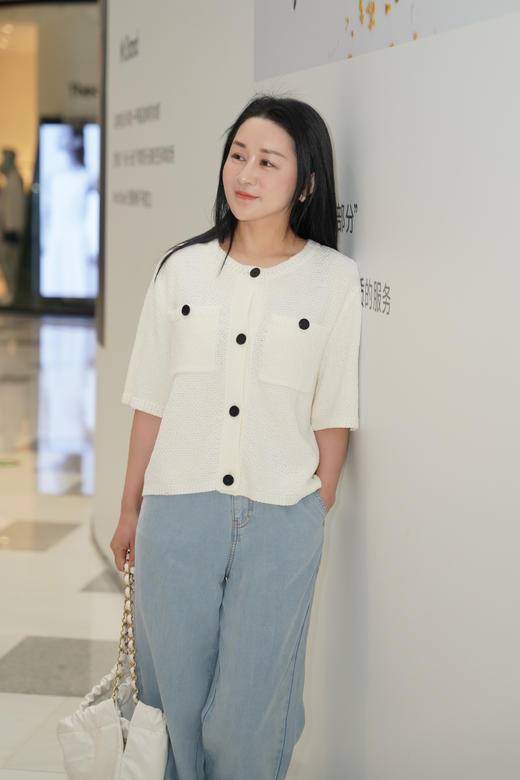 Laurel劳芮棉个性轻松带子纱箱型针织开衫LWL342M08100 商品图1