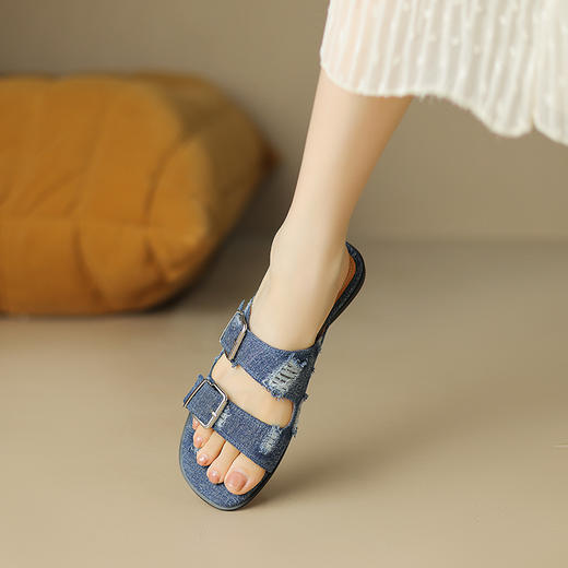 时尚个性，织物搭扣低跟拖鞋HBP-5358 商品图8