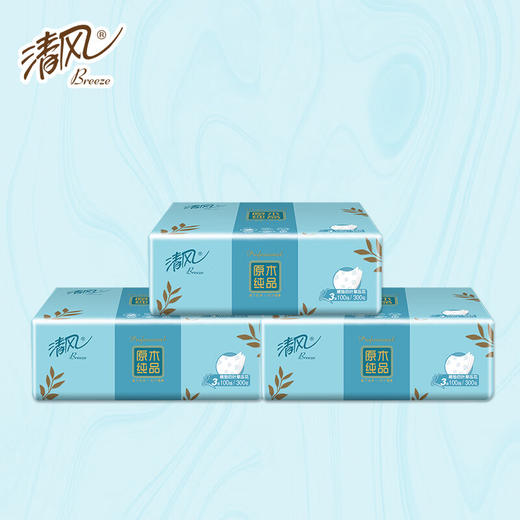 清风原木纯品3层100抽四叶草压花抽取式面纸4包/提 6提/箱 整箱24包BR40AQ(QF) 商品图4