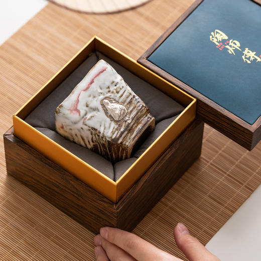 樱花釉四方杯手作志野茶盏主人杯日式轻奢家用陶瓷茶杯品茗杯大号 商品图1