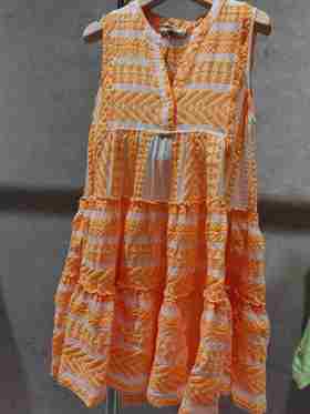 Devotion Twins - Ella Sleeveless Short Dress - N.Or-N.Lime/White - 连身裙 - 橙色