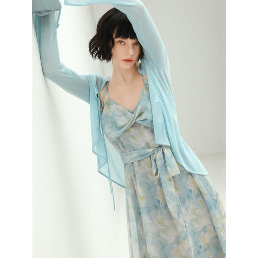 【秒杀】COCOBELLA设计感拧花吊带裙夏雪纺印花清新度假风连衣裙FR188 商品图2