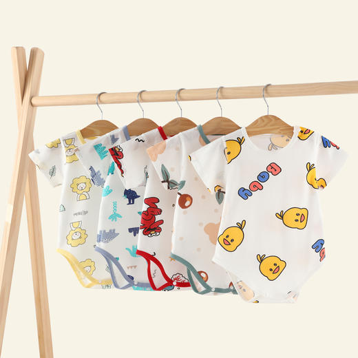 【捡漏价49元/4件】婴儿儿童包屁衣，缤纷萌趣的图案，清爽不闷汗，新疆长绒棉花，无荧光剂，夏季纯棉睡衣，宝宝三角哈衣，新生儿无骨连体衣爬爬服 商品图0