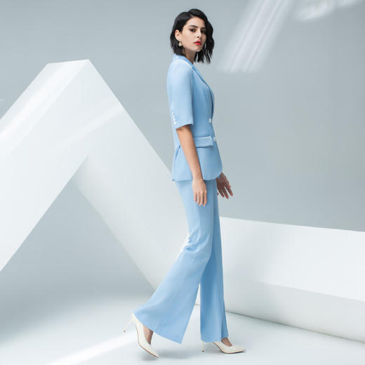 【大码】蓝色职业套装女时装版气质款显瘦轻奢主持人套装C11227+P11227+P31227 商品图8