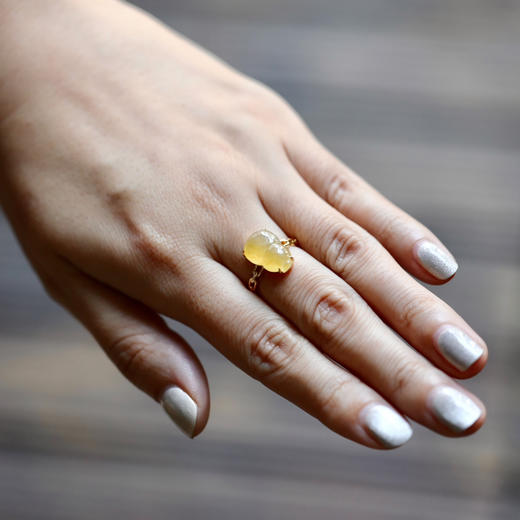 冰种黄翡大葫芦戒指18k黄金镶嵌 商品图6