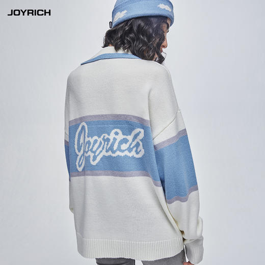 JOYRICH官方女装套头针织羊毛毛衣宽松拼色双面LOGO图案针织衫 商品图1