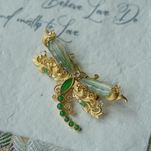 龢盒原创 18k金镶蜻蜓胸针吊坠二用 商品图1