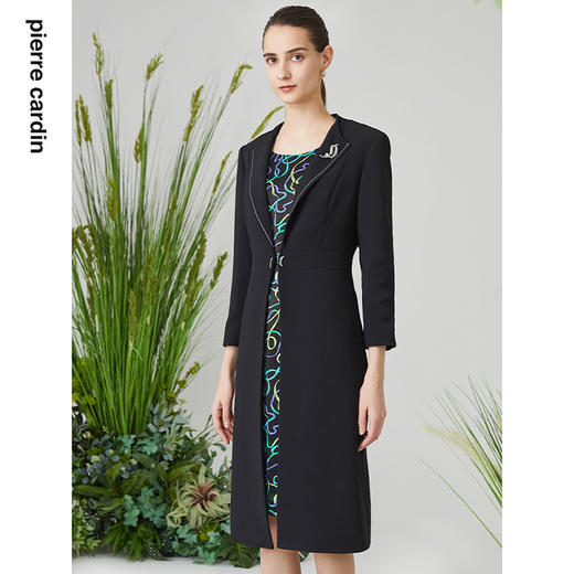 皮尔卡丹女装春季新款通勤经典假两件连衣裙P3197E3065B3
 商品图1