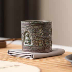 敦煌印象青铜釉孟禅主人杯日式志野烧陶瓷茶杯品茗杯手工窑变茶盏