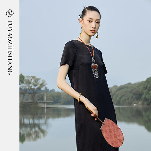 IWY/扶摇系列 夏季国风提花宽松连衣裙23FYQ147 商品图3