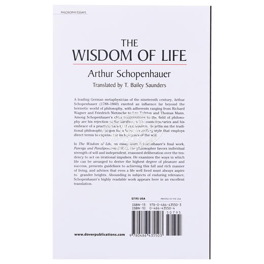 【中商原版】叔本华 人生的智慧 英文原版 The Wisdom of Life Arthur Schopenhauer 商品图1