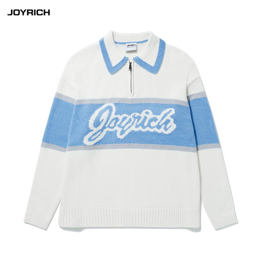 JOYRICH官方女装套头针织羊毛毛衣宽松拼色双面LOGO图案针织衫 商品图2