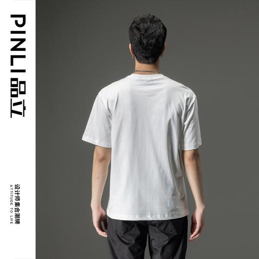 PINLI品立夏季新款纯棉烫钻休闲体恤小熊圆领短袖T恤男装潮牌上衣D212711393 商品图2