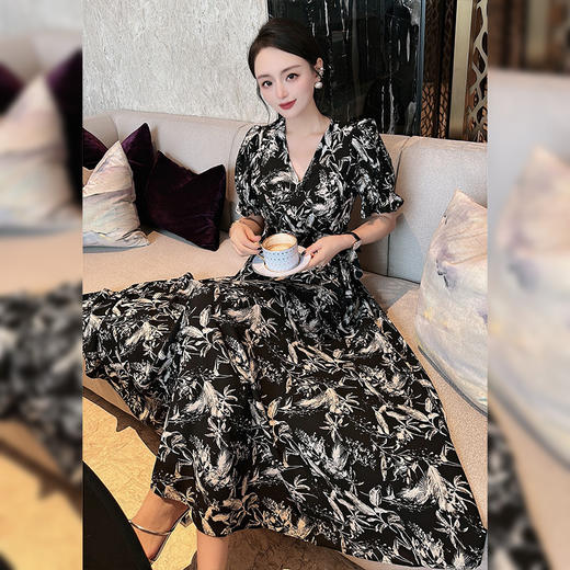 HR WS28089气质时尚潮流印花两件套裙 商品图3