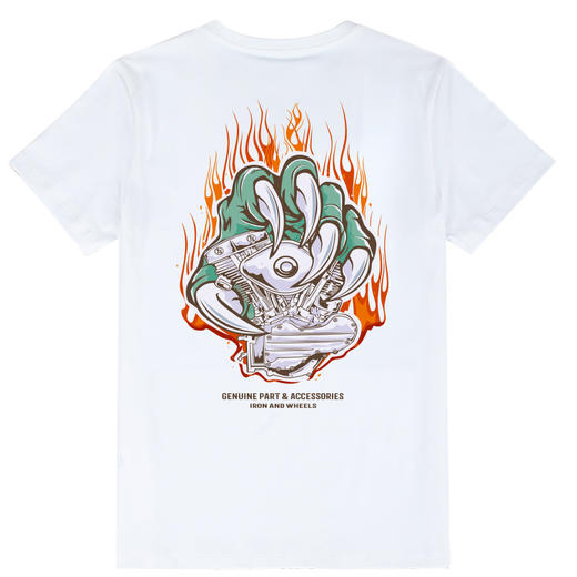 自由基地夏季新款潮流涂鸦元素火焰老虎摩托机车图案设计短袖T恤 NMT-1991 商品图5