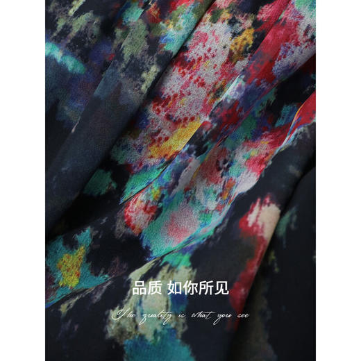 COCOBELLA气质轻熟烟花印花雪纺无袖连衣裙女V领背心裙FR569 商品图4