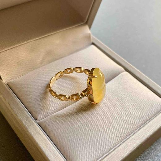冰种黄翡大葫芦戒指18k黄金镶嵌 商品图5