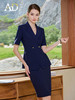AD高级感两粒扣西服套装女藏青色职业装正式场合商务套裙工作服 商品缩略图0
