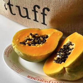 周三配送！都乐非转基因木瓜 ！个大饱满，香甜可口，皮薄多汁，色泽诱人，柔润爽口！放黄了更香甜！一组三颗