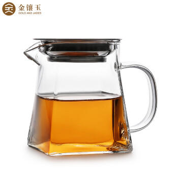 金镶玉公道杯高硼硅玻璃杯带不锈钢茶漏 茶海虑茶器 四方雅致350ml 商品图4