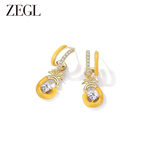 ZEGL设计师缤纷水果系列菠萝耳环女小众设计感耳钉银针夏天耳饰品 商品图0