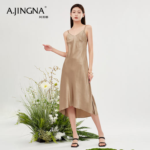 【商场同款】阿菁娜优雅简约醋酸月光吊带裙A30X112088 商品图1