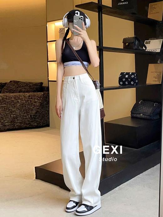 白色阔腿高腰拖地牛仔裤 超好版型 超柔软 商品图11