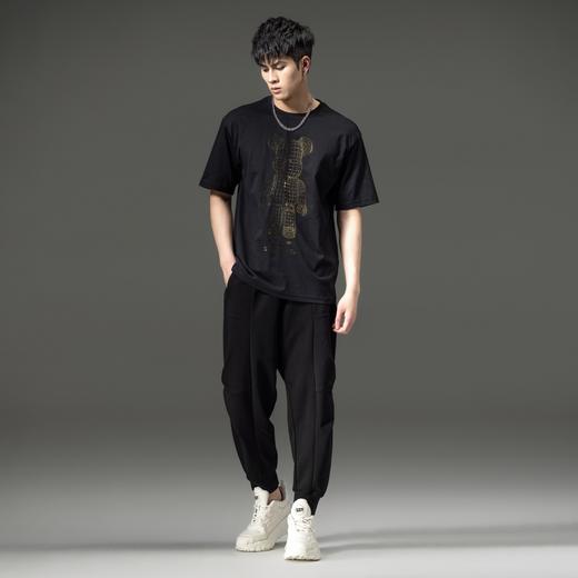 PINLI品立夏季新款纯棉烫钻休闲体恤小熊圆领短袖T恤男装潮牌上衣D212711393 商品图0