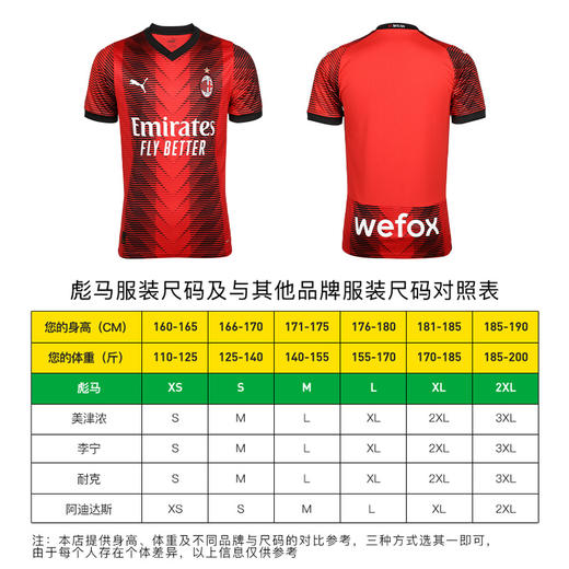 PUMA/彪马23-24赛季AC米兰主场球迷版球衣成人男770383 01 商品图3