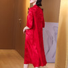 KDS-2290真丝冠乐绉连衣裙新中式宽松立领中袖喜婆婆妈妈喜庆红色礼服 商品缩略图3